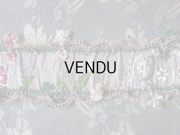 画像5: 18世紀 アンティーク シルク製 ジャガード織 リボン 花模様  (5)