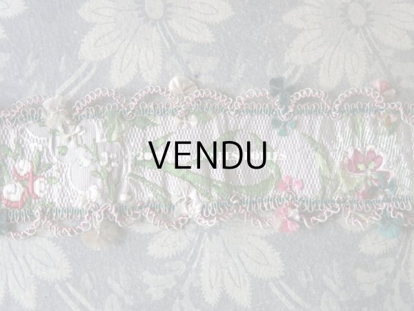 画像14: 18世紀 アンティーク シルク製 ジャガード織 リボン 花模様  (14)