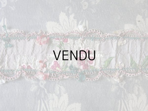 画像7: 18世紀 アンティーク シルク製 ジャガード織 リボン 花模様  (7)