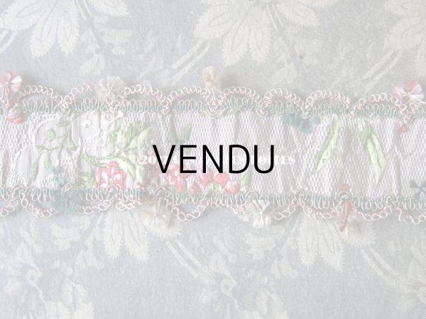 画像13: 18世紀 アンティーク シルク製 ジャガード織 リボン 花模様  (13)