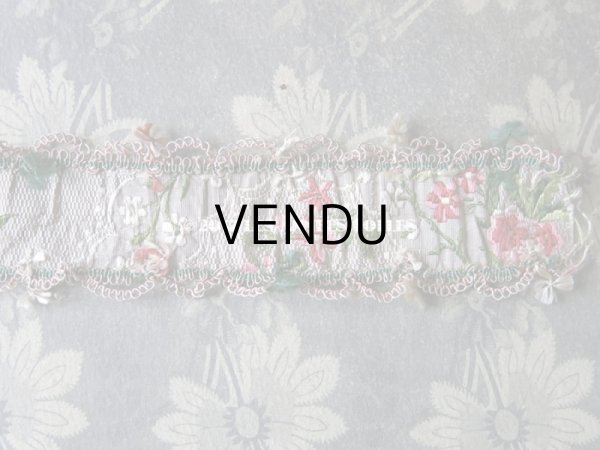 画像8: 18世紀 アンティーク シルク製 ジャガード織 リボン 花模様  (8)