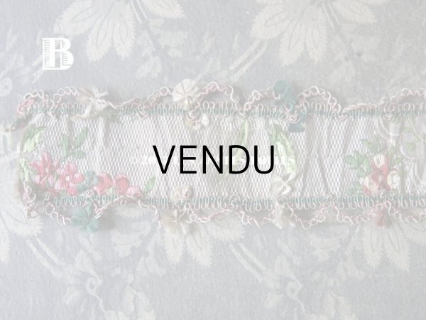 画像11: 18世紀 アンティーク シルク製 ジャガード織 リボン 花模様  (11)