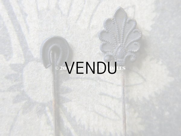 画像20: 1900年代 アンティーク エパングル 鳥　トランプ柄　花 月 フレンチジェット＆ゴールド EPINGLES TOILETTE (20)