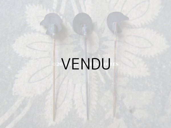 画像18: 1900年代 アンティーク エパングル 鳥　トランプ柄　花 月 フレンチジェット＆ゴールド EPINGLES TOILETTE (18)