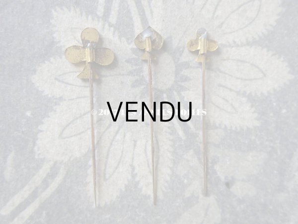 画像7: 1900年代 アンティーク エパングル 鳥　トランプ柄　花 月 フレンチジェット＆ゴールド EPINGLES TOILETTE (7)