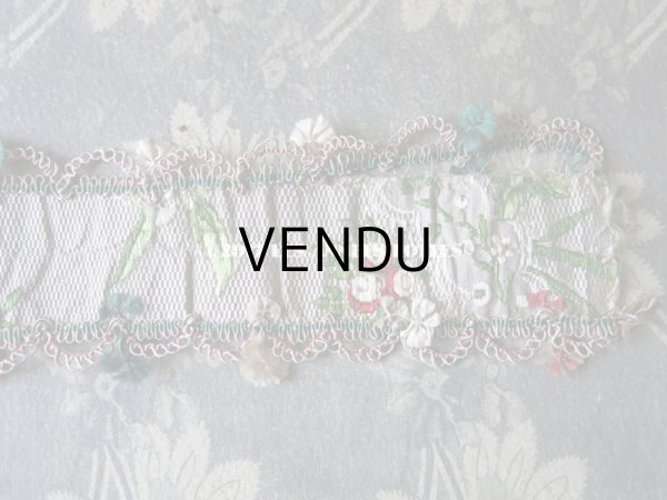 画像16: 18世紀 アンティーク シルク製 ジャガード織 リボン 花模様  (16)