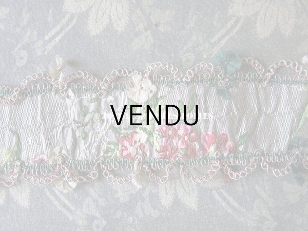 画像15: 18世紀 アンティーク シルク製 ジャガード織 リボン 花模様  (15)