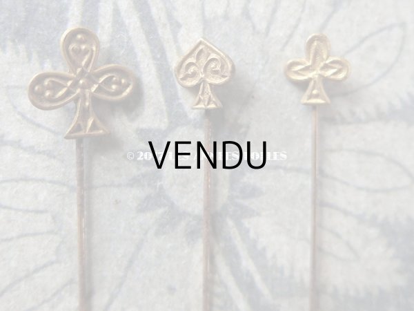 画像6: 1900年代 アンティーク エパングル 鳥　トランプ柄　花 月 フレンチジェット＆ゴールド EPINGLES TOILETTE (6)