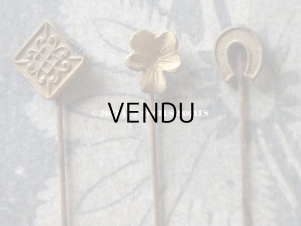 画像9: 1900年代 アンティーク エパングル 鳥　トランプ柄　花 月 フレンチジェット＆ゴールド EPINGLES TOILETTE (9)