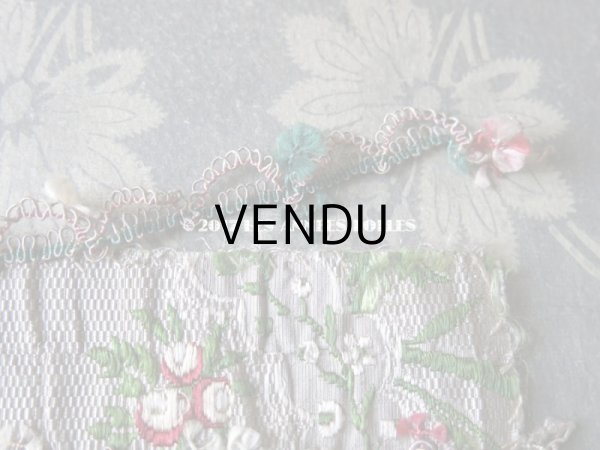 画像17: 18世紀 アンティーク シルク製 ジャガード織 リボン 花模様  (17)