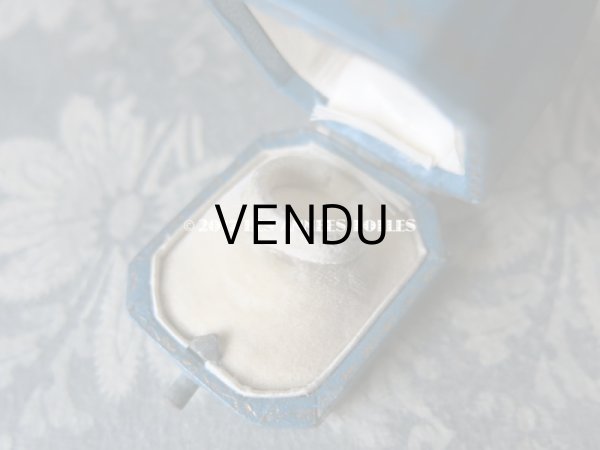 画像7: アンティーク ジュエリーボックス 金彩入り ブルー リングボックス (7)