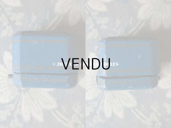 画像4: アンティーク ジュエリーボックス 金彩入り ブルー リングボックス (4)