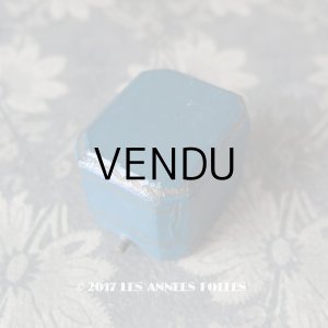 画像: アンティーク ジュエリーボックス 金彩入り ブルー リングボックス