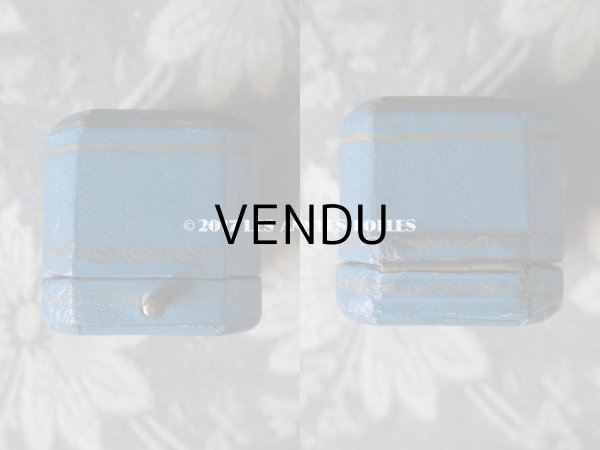 画像3: アンティーク ジュエリーボックス 金彩入り ブルー リングボックス (3)