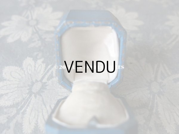 画像8: アンティーク ジュエリーボックス 金彩入り ブルー リングボックス (8)