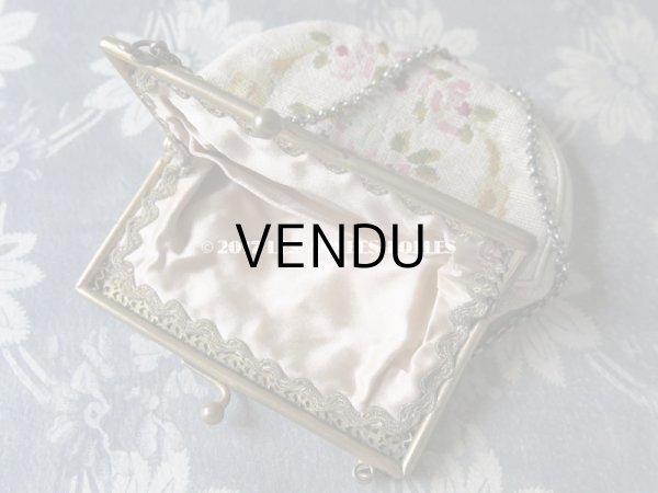 画像6: 19世紀末 アンティーク  オモニエール 薔薇のブーケ & ガーランド ニードルポイント (6)