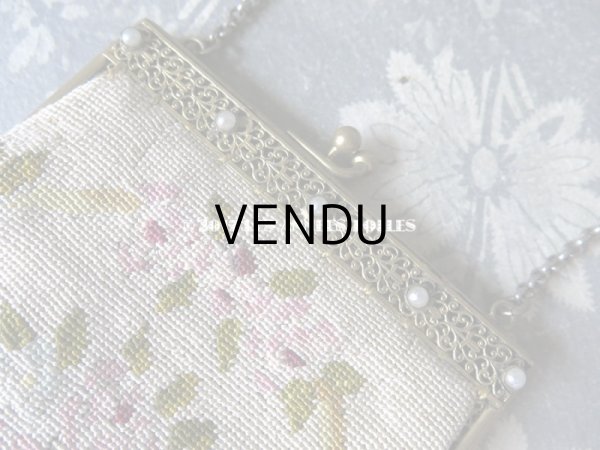 画像3: 19世紀末 アンティーク  オモニエール 薔薇のブーケ & ガーランド ニードルポイント (3)