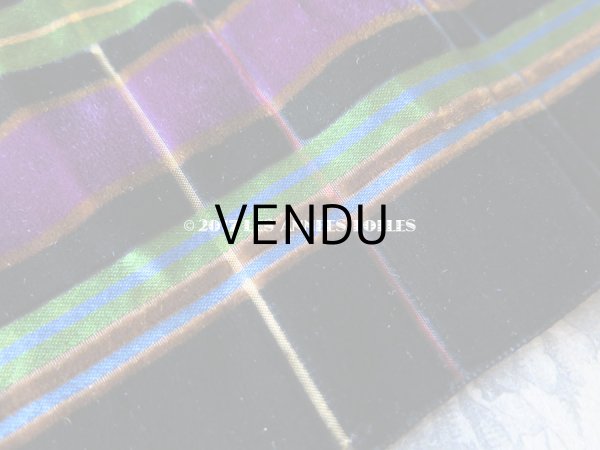 画像3: 19世紀末 アンティーク シルク製 幅広リボン ベルベット＆サテンの格子柄  72cm (3)