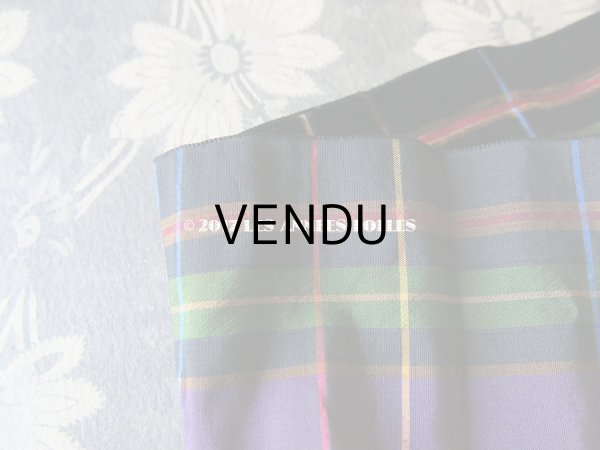 画像4: 19世紀末 アンティーク シルク製 幅広リボン ベルベット＆サテンの格子柄  72cm (4)