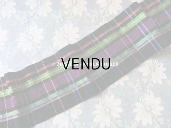 画像5: 19世紀末 アンティーク シルク製 幅広リボン ベルベット＆サテンの格子柄  72cm (5)