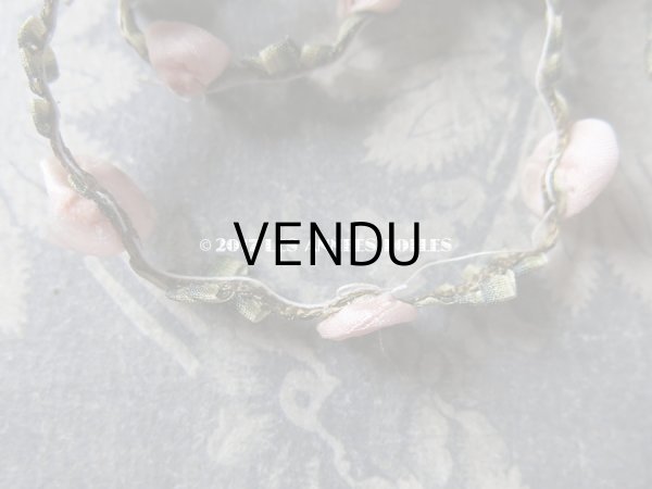 画像18: 19世紀末 アンティーク シルク製  ロココトリム ピンクの薔薇 ロココリボン (18)