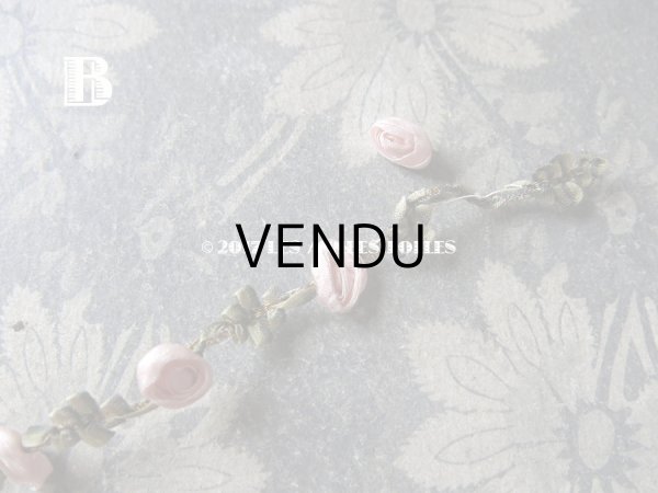 画像10: 19世紀末 アンティーク シルク製  ロココトリム ピンクの薔薇 ロココリボン (10)