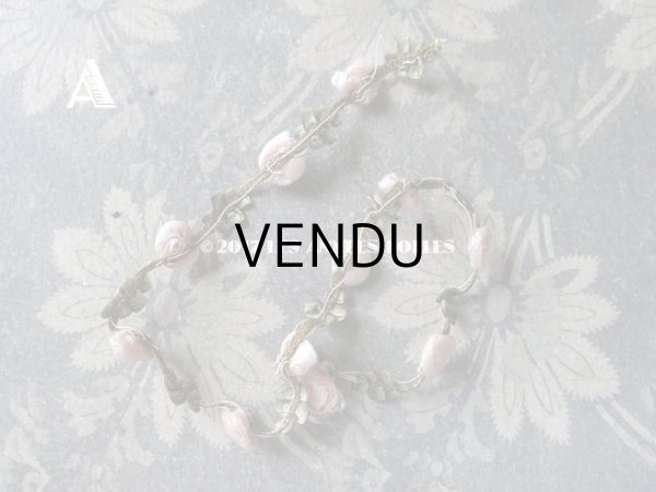 画像6: 19世紀末 アンティーク シルク製  ロココトリム ピンクの薔薇 ロココリボン (6)