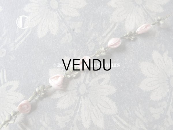 画像16: 19世紀末 アンティーク シルク製  ロココトリム ピンクの薔薇 ロココリボン (16)