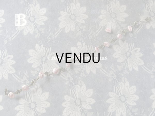 画像7: 19世紀末 アンティーク シルク製  ロココトリム ピンクの薔薇 ロココリボン (7)