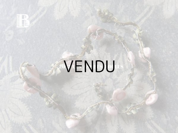 画像11: 19世紀末 アンティーク シルク製  ロココトリム ピンクの薔薇 ロココリボン (11)