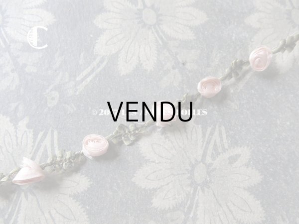 画像15: 19世紀末 アンティーク シルク製  ロココトリム ピンクの薔薇 ロココリボン (15)