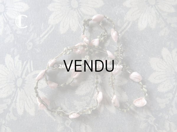 画像17: 19世紀末 アンティーク シルク製  ロココトリム ピンクの薔薇 ロココリボン (17)