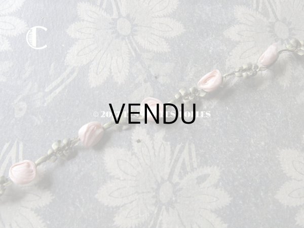 画像14: 19世紀末 アンティーク シルク製  ロココトリム ピンクの薔薇 ロココリボン (14)