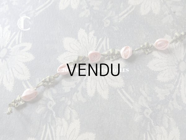 画像13: 19世紀末 アンティーク シルク製  ロココトリム ピンクの薔薇 ロココリボン (13)