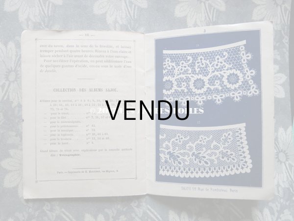 画像7: 1855〜1882年 アンティーク タティングレースのアクセサリーの図案帳 ALBUM POUR OUVRAGES EN FRIVOLITE N16 - MAISON SAJOU - (7)