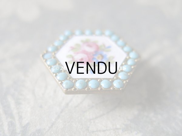 画像5: 19世紀 アンティーク  エナメル ボタン 薔薇 ハンドペイント 21.5mm (5)