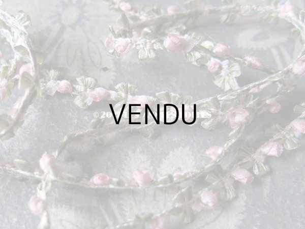 画像5: 1900年代 アンティーク ロココトリム とても小さなピンクの薔薇 ロココリボン 49cm (5)