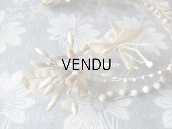 画像7: 1913年 アンティーク ワックスフラワーのヘッドリース & ブローチ　ウェディング 　結婚式 ティアラ (7)