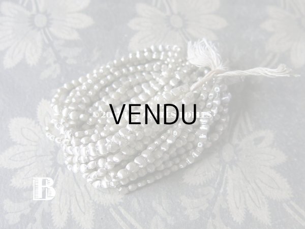 画像6: 1920年代 アンティーク 吹きガラス製 ビーズ ライン入り シルバー  スフレビーズ 4mm  (6)