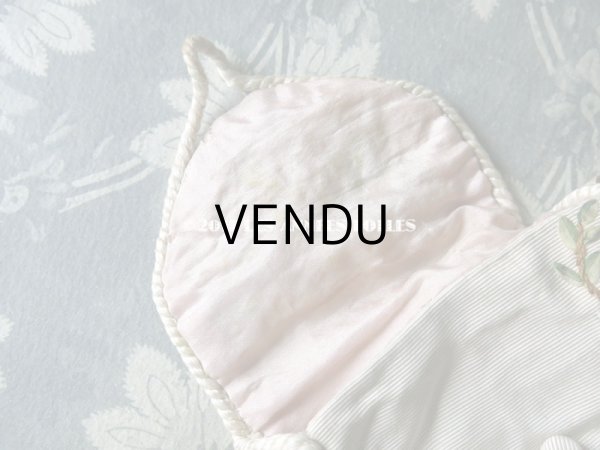 画像5: 1900年代 アンティーク シルク製 ファンのポシェット  リボン刺繍 花模様 リボンワーク (5)