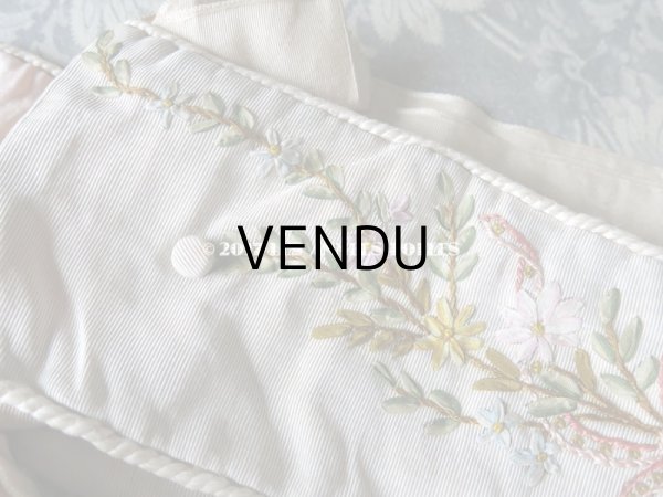 画像6: 1900年代 アンティーク シルク製 ファンのポシェット  リボン刺繍 花模様 リボンワーク (6)