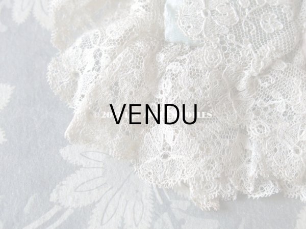 画像7: 1900年代 アンティーク シルク製 ハンキーケース  花模様のレース ハンカチ用ポシェット  (7)