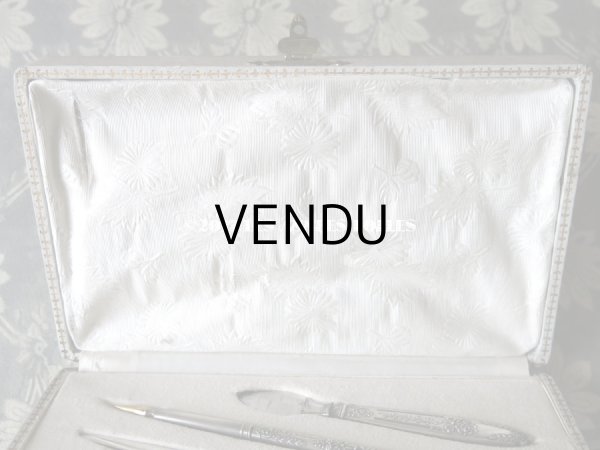 画像3: アンティーク シルバー製 レタリングセット 花＆リボン ペン軸 & シーリングスタンプ ＆レターオープナー & ペーパーナイフ & ペンシル (3)