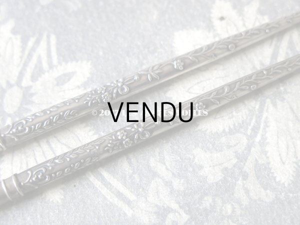 画像11: アンティーク シルバー製 レタリングセット 花＆リボン ペン軸 & シーリングスタンプ ＆レターオープナー & ペーパーナイフ & ペンシル (11)