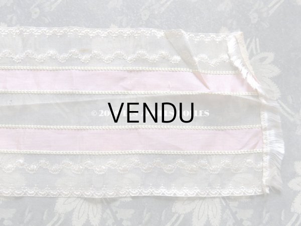 画像4: 19世紀末 アンティーク シルク製 幅広リボン ピンクのピンストライプ  46cm (4)