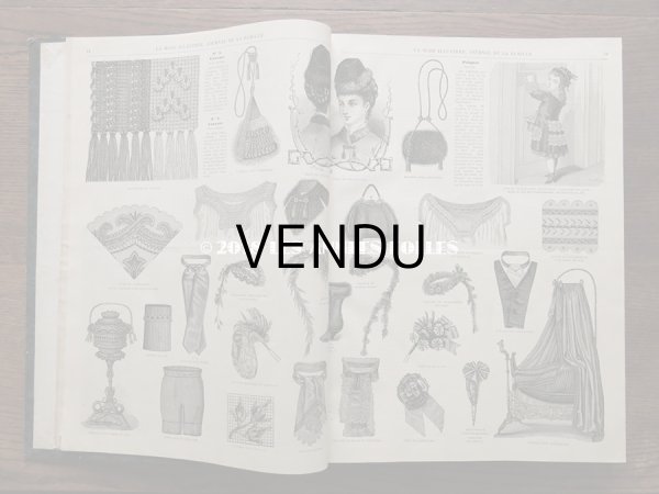 画像6: 1878年 アンティーク 本 版画付き モード新聞 1年分 ファッションプレートブック　LA MODE ILLUSTREE (6)