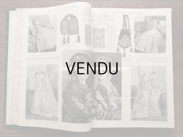 画像8: 1878年 アンティーク 本 版画付き モード新聞 1年分 ファッションプレートブック　LA MODE ILLUSTREE (8)