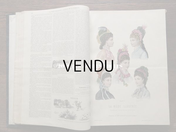 画像9: 1878年 アンティーク 本 版画付き モード新聞 1年分 ファッションプレートブック　LA MODE ILLUSTREE (9)