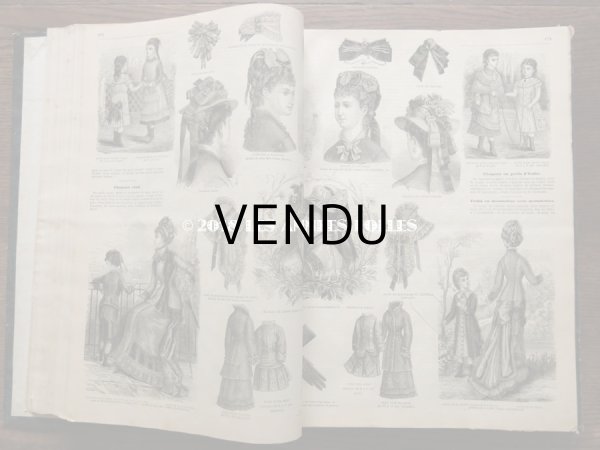 画像18: 1878年 アンティーク 本 版画付き モード新聞 1年分 ファッションプレートブック　LA MODE ILLUSTREE (18)