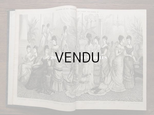 画像5: 1878年 アンティーク 本 版画付き モード新聞 1年分 ファッションプレートブック　LA MODE ILLUSTREE (5)